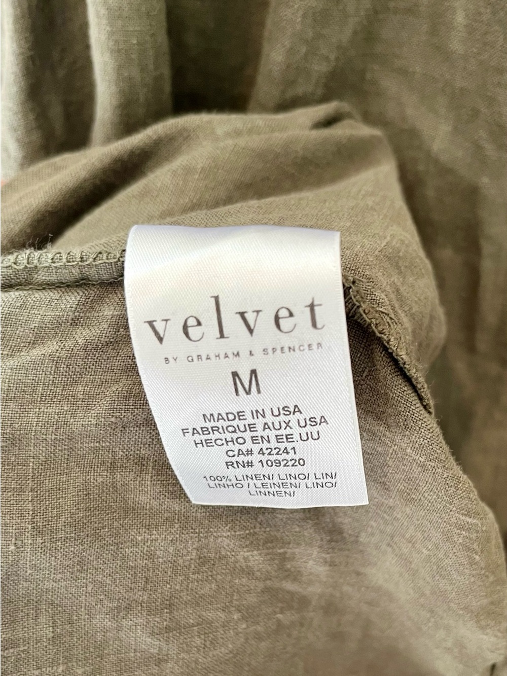 Velvet Olive Green Petal Sleeve Linen Top - Picture 5 of 6